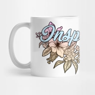 'Inspire' Floral Typography Design Mug